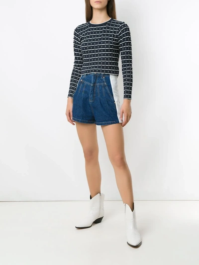 Shop Amapô Clochard Bicolor Shorts In Blue