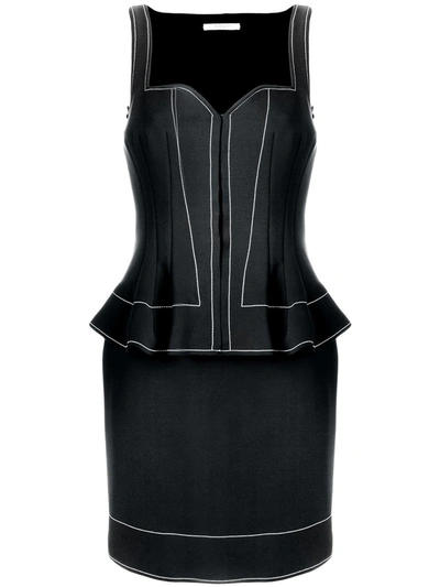 Shop Givenchy Peplum Waist Fitted Dress In Black