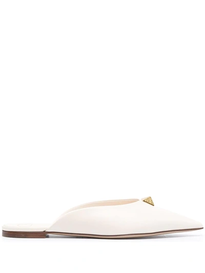 Valentino 10mm Roman Stud Leather Mules In Neutrals
