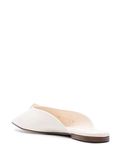 Valentino 10mm Roman Stud Leather Mules In Neutrals