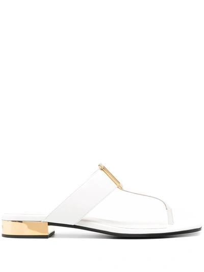 Shop Balmain B Appliqué Sandals In White