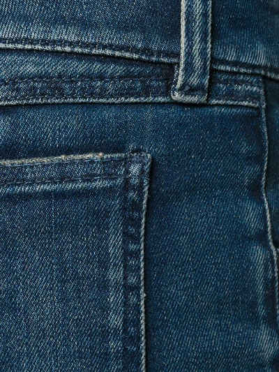 Balmain Stonewashed Denim Biker Jeans In Blue