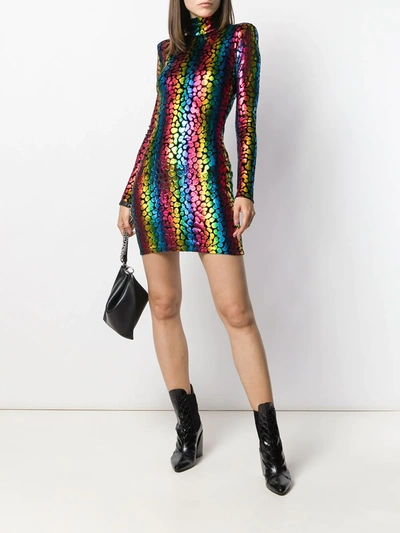 Shop Faith Connexion Rainbow Print Dress In Black