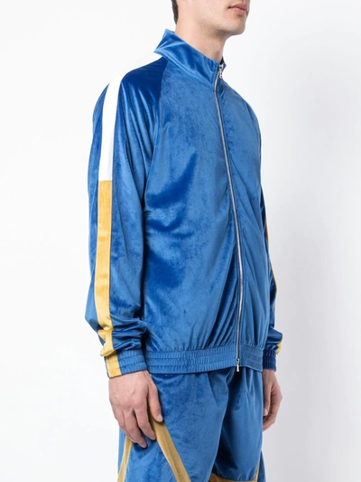 Shop God's Masterful Children Velvet Bomber Jacket In Blue