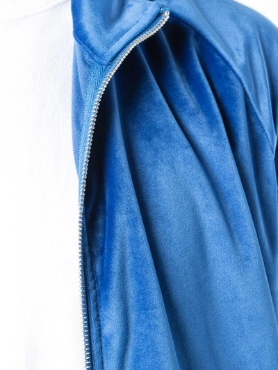 Shop God's Masterful Children Velvet Bomber Jacket In Blue