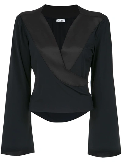 Shop Amir Slama Wrap Style Blouse In Black