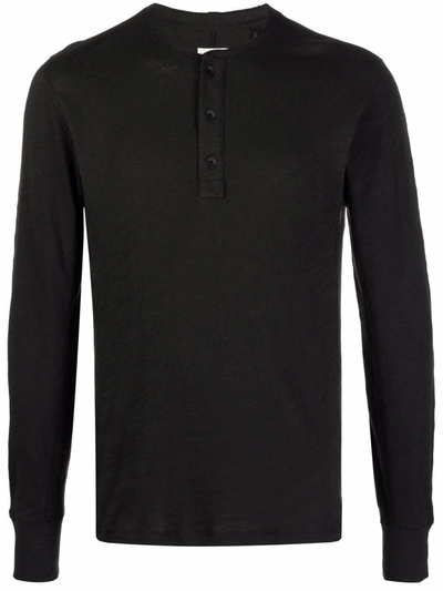 Rag & Bone Long-sleeve Cotton Top In Black