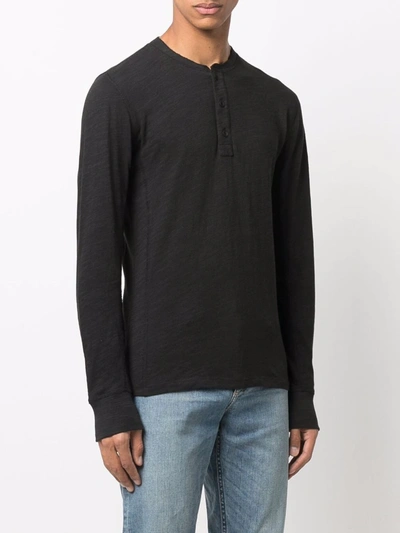 Rag & Bone Long-sleeve Cotton Top In Black