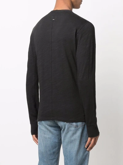 Rag & Bone Long-sleeve Cotton Top In Black