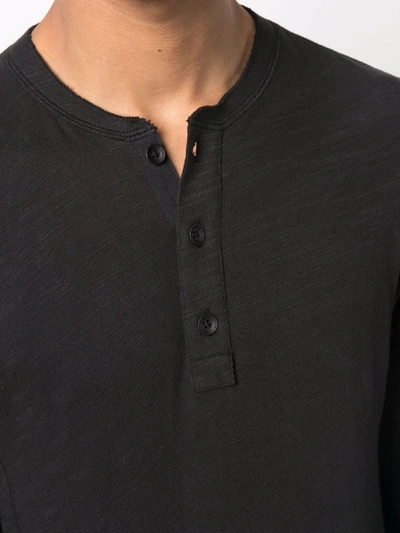 Rag & Bone Long-sleeve Cotton Top In Black