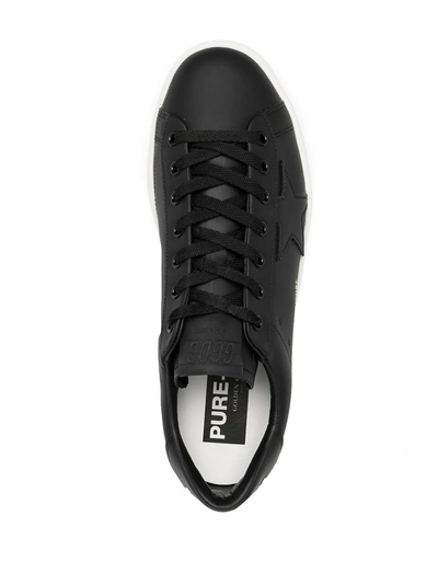 Shop Golden Goose Pure Star Leather Sneakers In Black