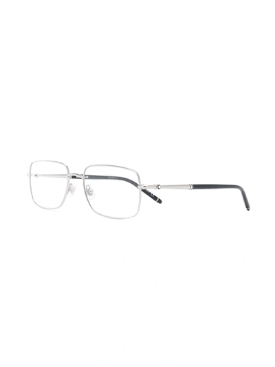 Montblanc Slim Square Frame Glasses In Silver