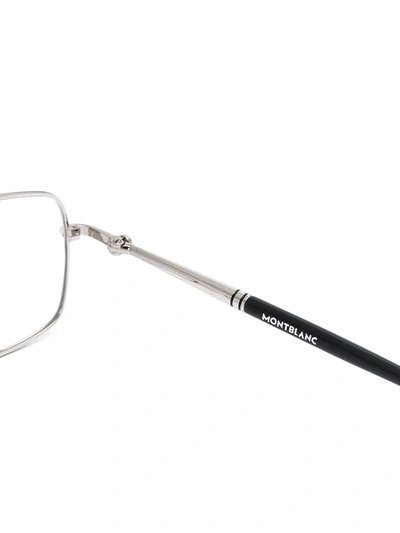Montblanc Slim Square Frame Glasses In Silver