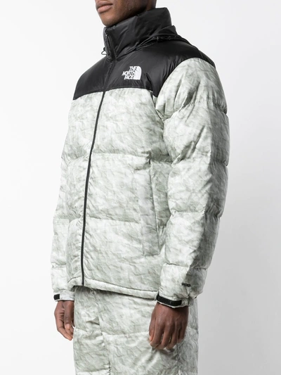 Shop Supreme X The North Face Nuptse Paper-print Jacket In Grey