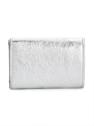 Shop Balenciaga Papier Mini Wallet In Silver