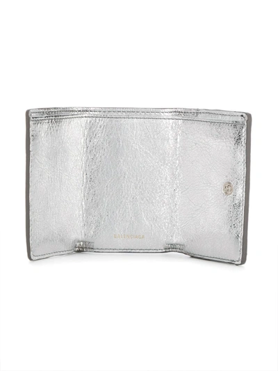 Shop Balenciaga Papier Mini Wallet In Silver