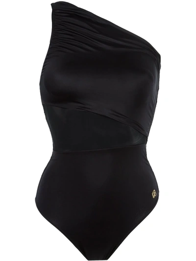 Shop Brigitte One Shoulder Draped Swimsuit In Black