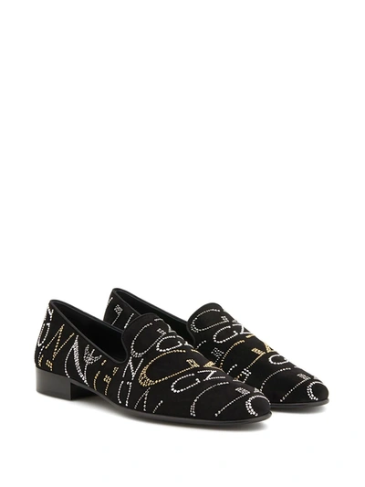 Shop Giuseppe Zanotti Slip-on Crystal-embellished Loafers In Black