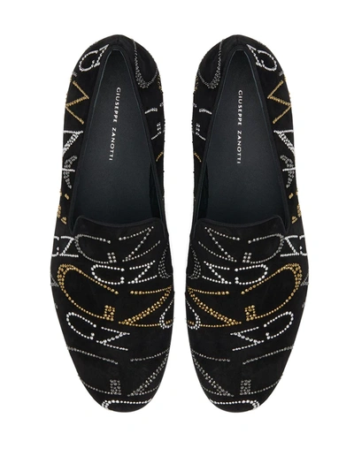 Shop Giuseppe Zanotti Slip-on Crystal-embellished Loafers In Black