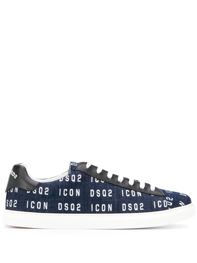 Shop Dsquared2 Logo Print Sneakers In Blue