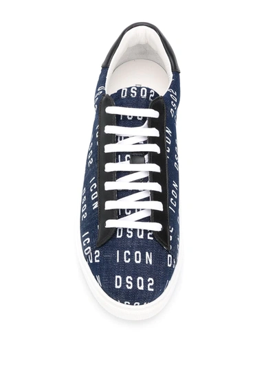 Shop Dsquared2 Logo Print Sneakers In Blue