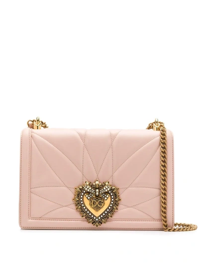 Shop Dolce & Gabbana Large Devotion Quilted Crossbody Bag In Pink