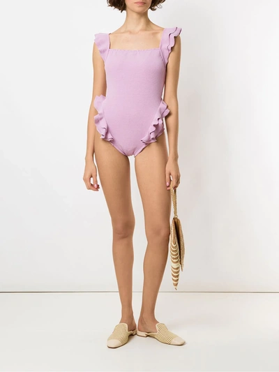Shop Clube Bossa Barbette Ruffle Swimsuit In Purple