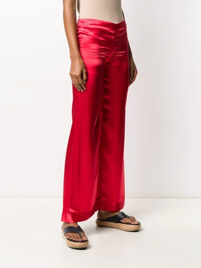 Pre-owned Romeo Gigli 1990s Wide-leg Silk Trousers In Red