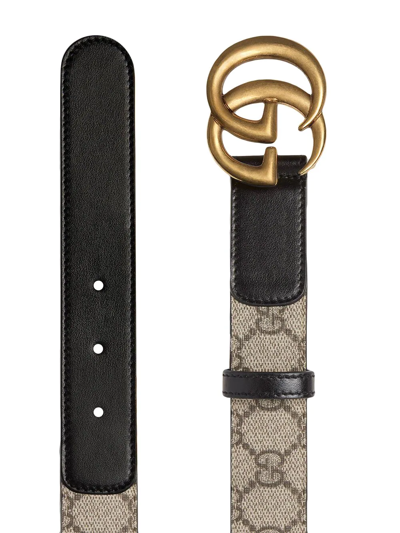 Shop Gucci Double G Buckle Gg Belt In Black