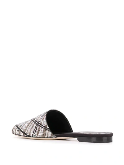 Marco De Vincenzo Flat Rhinestone Mules In Silver