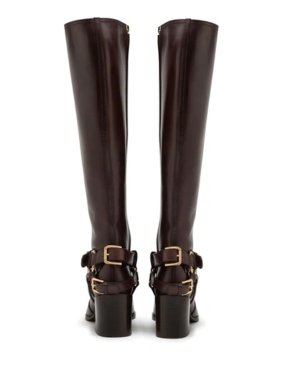 Shop Dolce & Gabbana Logo Plaque Boots In Brown