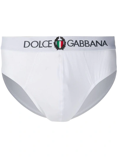 Shop Dolce & Gabbana Logo Embroidered Briefs In White