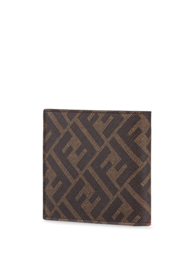 Shop Fendi Panelled Ff Motif Wallet In Brown