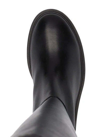 Via Roma 15 Round-toe Leather Boots In Schwarz