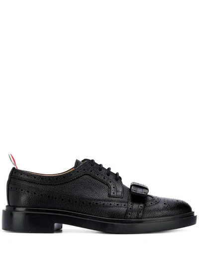 Shop Thom Browne Bow-detailing Pebbled Brogues In Black