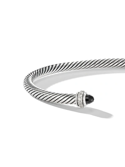 Shop David Yurman Sterling Silver Cable Classics Onyx And Diamond Bracelet