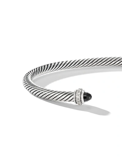 David Yurman Diamond Cable Bangle In Silver
