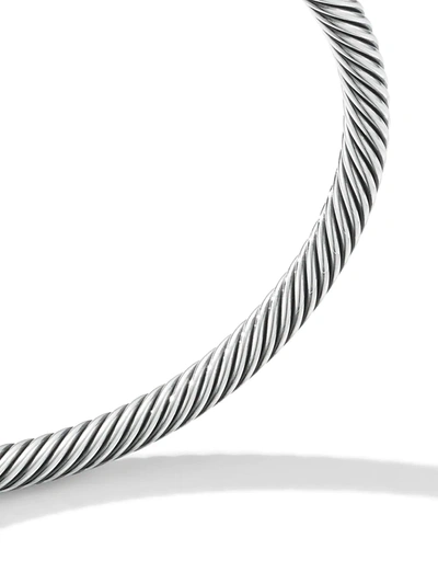 David Yurman Diamond Cable Bangle In Silver