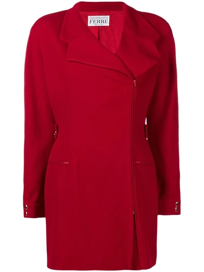 Pre-owned Gianfranco Ferre Vintage Off-center Zipped Jacket In Red