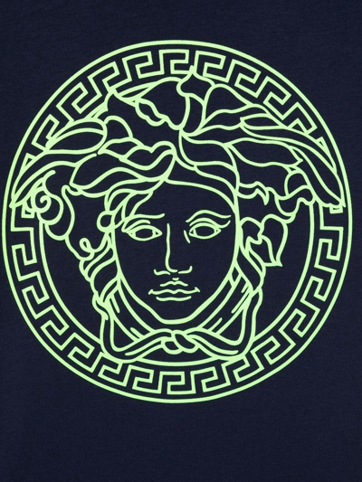 Shop Versace Medusa Head-motif Cotton T-shirt In Blue