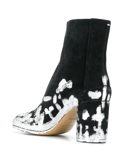 Shop Maison Margiela Metallic-splatter Tabi-toe Boots In Black