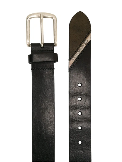 Diesel B-line Leather Belt In Black