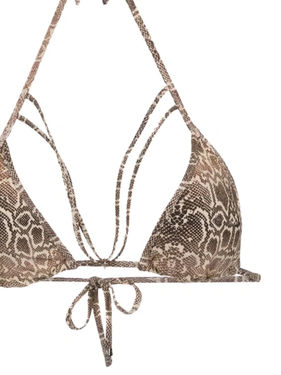 Shop Amir Slama Printed Triangle Top Bikini Set In Brown