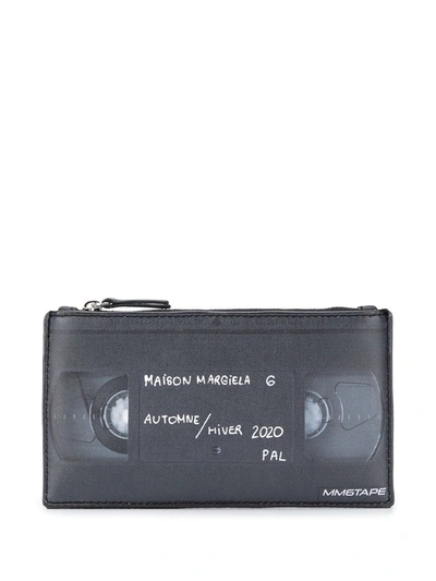 Shop Mm6 Maison Margiela Faux Leather Cassette Print Purse In Black