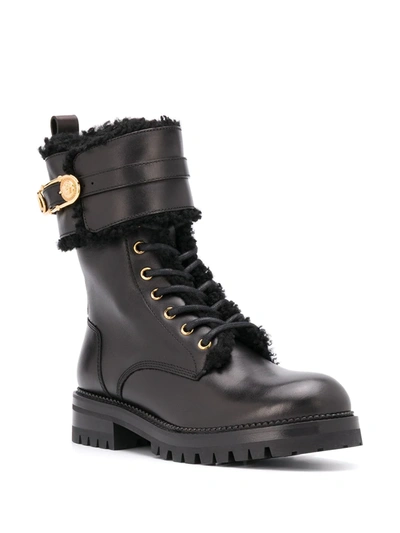 Shop Versace Safety-pin Detail 40mm Hiking Boots In Black