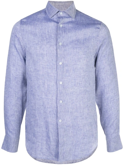 Shop Frescobol Carioca Long-sleeve Fitted Shirt In Purple