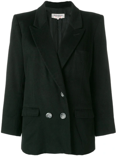 Pre-owned Saint Laurent Double-breasted Blazer In Black