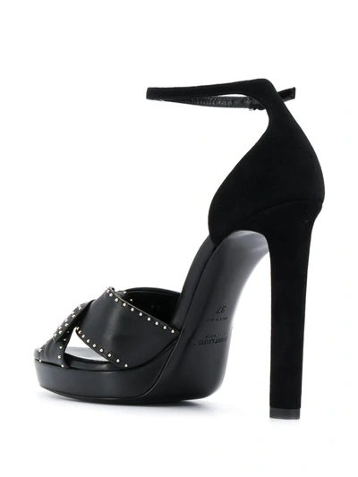 Shop Saint Laurent Studded Platform Sandals In Black