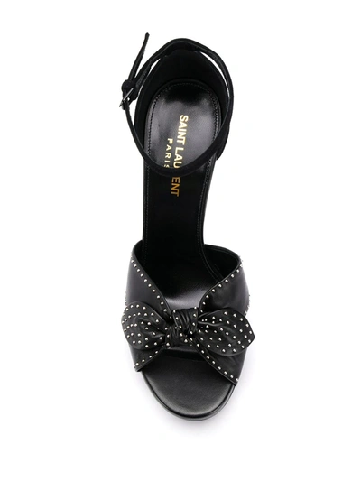 Shop Saint Laurent Studded Platform Sandals In Black