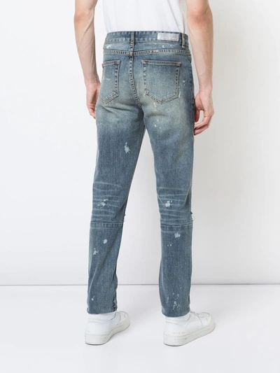 Shop God's Masterful Children Ripped Embroidered Slim-fit Jeans In Blue